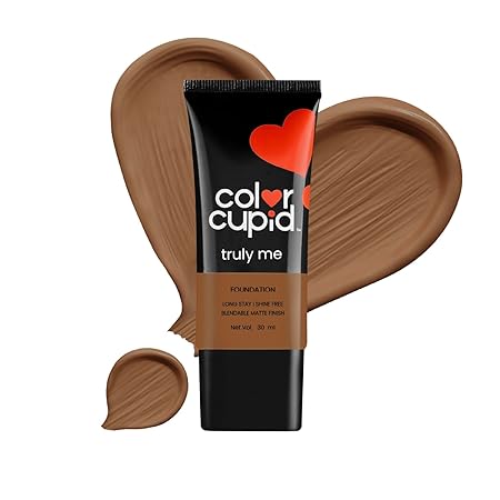 Color Cupid Truly Me Liquid Foundation | High Coverage, Easy Blend | Everyday Comfort, Longwear, Second skin finish | Triple power of Niacinamide, Ceramides and Hyaluronic Acid | Chocolate | 30ml