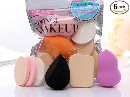 SUAKE 6-in-1 Professional Beauty Blender Sponge for Face Makeup with Cotton Pad Foundation Beauty Blender, Powder Buff, and Cosmetic Puff Perfect for Women’s & Girls Cosmetic Makeup | Beauty Blender Sponge set is for all Skin Types – Soft, Latex-Free, Reusable & washable (Multi-color)