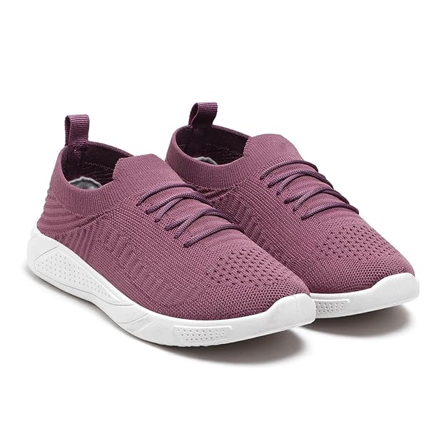 PAHNAVA Women’s Slip-on Knit Walking Shoes | Lightweight Breathable Sneakers for Women | Comfortable PVC Sole Casual Shoes for Walking, Gym, Travel, Outdoor