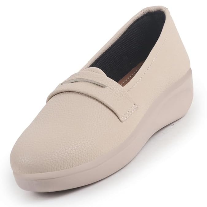 FAUSTO Women’s Textured Slip On Casual Shoes Flatform Heel Height Enhancer|All Day Comfort Shoes