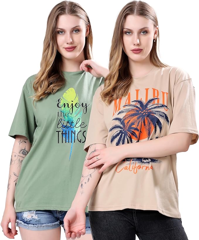 London Hills Women Oversized Tshirt || Oversized Tshirt for Woman – Pack of 2