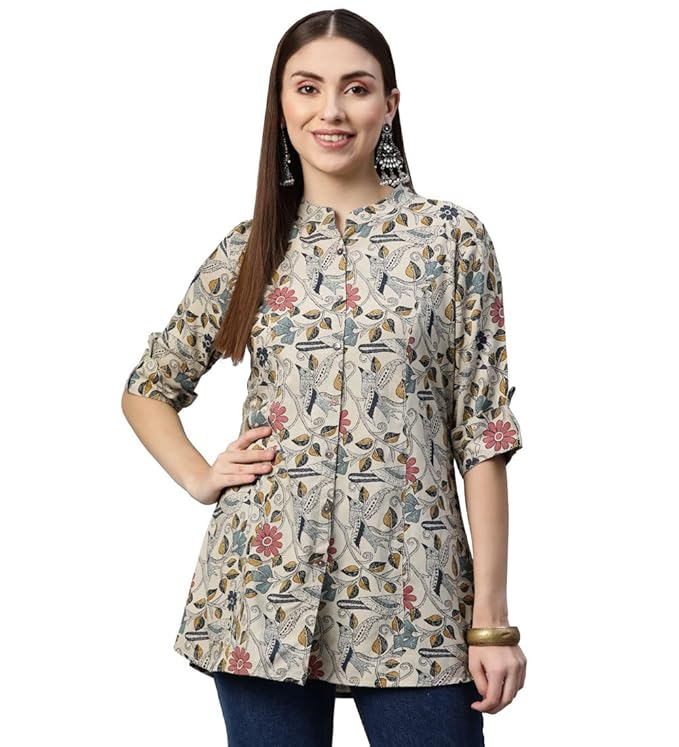 Divena Black Rayon Zigzag Print Top