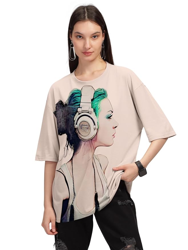 HELLCAT Oversized Fit T-Shirt For Women ( Cotton Blend )