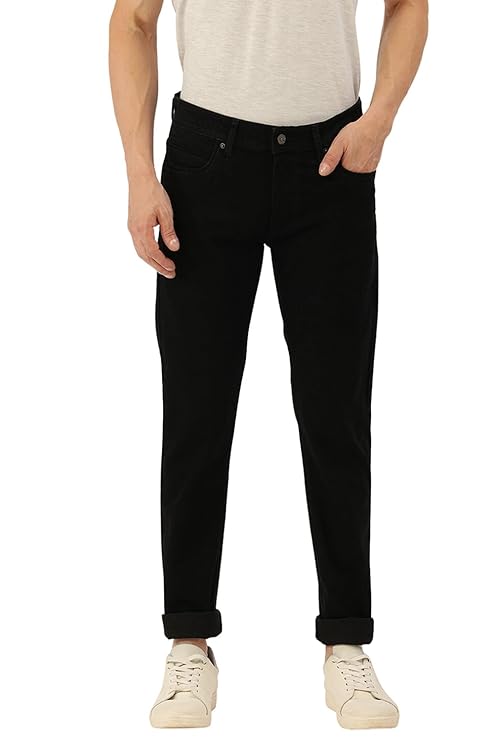 Peter England Men’s Neo-Slim Fit Mid Rise Stretchable Jeans Deep Navy