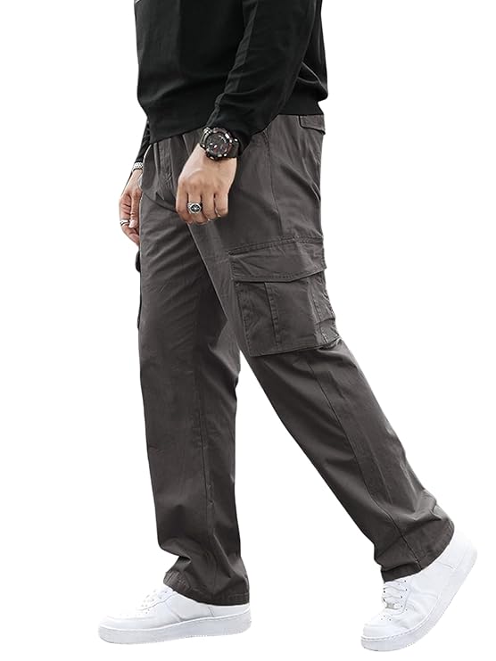 GRECIILOOKS Men’s Regular Fit Cargos Trousers | Cargo Track Pant for Men | Loose Fit | Regular Trouser Loose Fiting | Treck Pent with Multiple Pockets