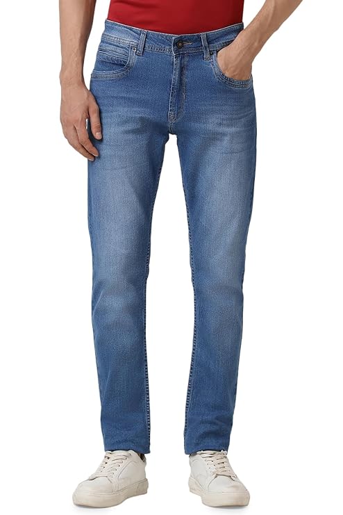 Peter England Men’s Tapered Fit Mid Rise Jeans