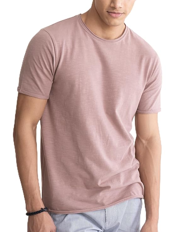 DAMENSCH Men’s Slim Fit Cotton-Elastane Blend Half Sleeve Casual T-Shirt | Round Neck T-Shirt