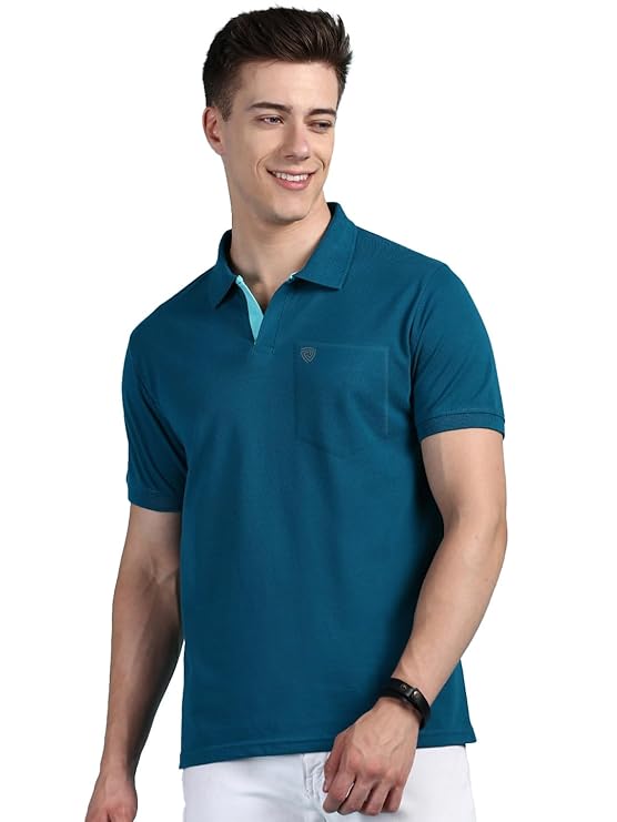 Lux Cozi Men’s Half Sleeve Soild Casual Regular Fit T-Shirt With Chest Pocket | Polo Tshirt For Men
