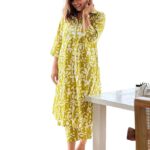 GEHU GARMENTS Women Rayon Printed A-line Kurta with Pant Set for Causal|Co-ord Set|Floral Print|3/4th Sleeves