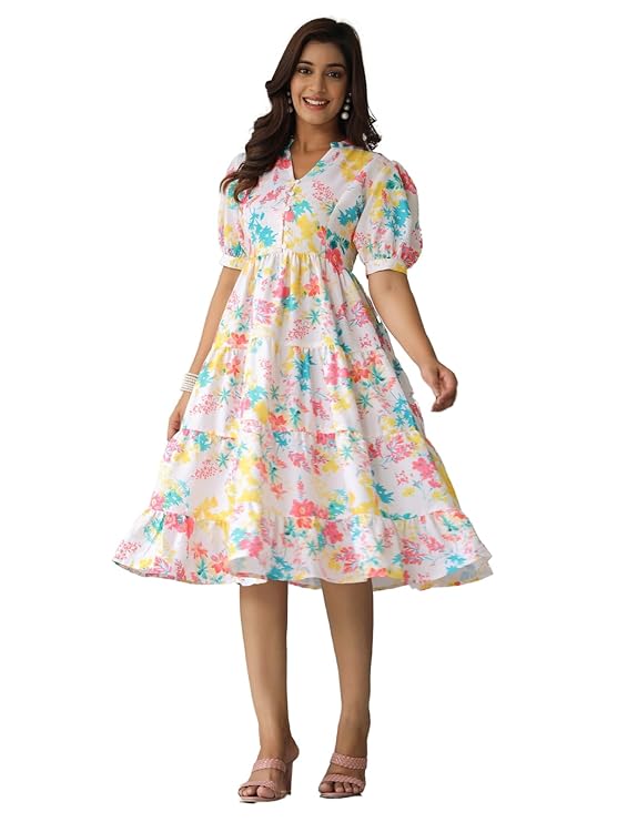 Leriya Fashion Women's Fit and Flare Knee Length Dress