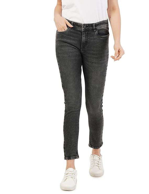INKD Women’s Airflex Skinny Fit Jeans – Mid-Rise | Cotton Blend | Lightweight | Stretchable Fabric | Classic 5 Pocket Styling