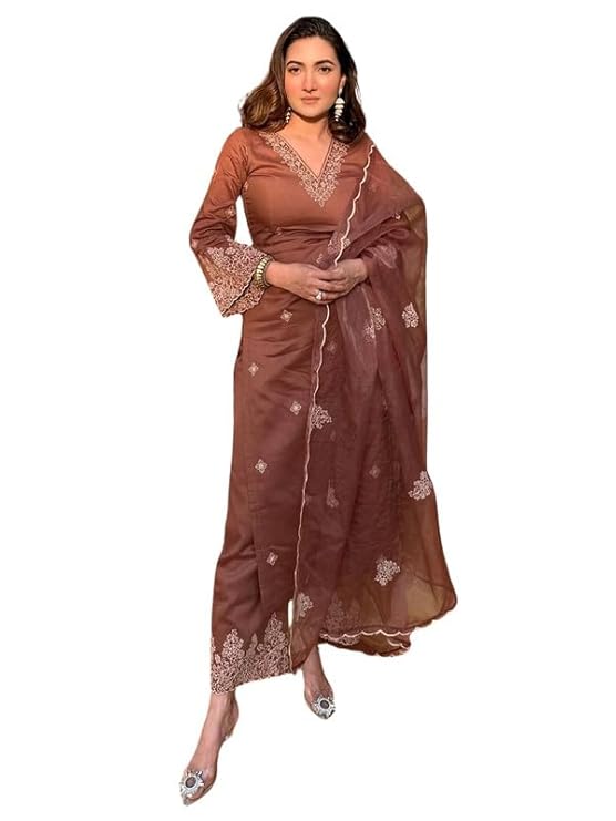 Royal Export Women’s Viscose Silk Floral Embroidered Straight Kurta Pant with Dupatta