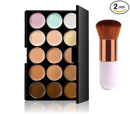 Aadav 15 Colors Contour Face Cream Makeup Concealer Palette with mini foundation brush (Multicolor)