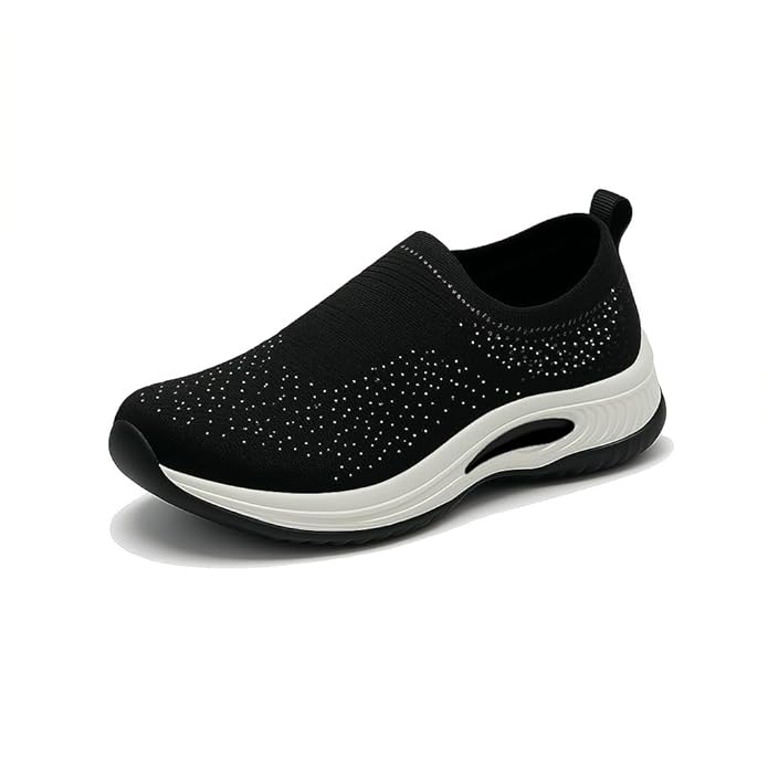 Schuzo Women’s Shoes for Walking, Gym Training, Casual, Sports, Slip-On, Lightweight Lace up Athletics Slipon Running Sneaker for Ladies and Girls, Memory Foam