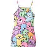 Girls Teddy Bear Print Bodycon Dress – Cute Sleeveless Stretchy Summer Dress for Kids & Teens