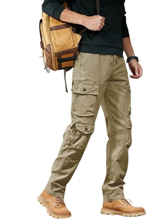 Leriya Fashion Men’s Cargo Pants with 6 Pockets, Premium Cotton Drawstring Trousers, Comfortable Casual Workwear Joggers, Stretchable Track Pants for Office and Parties