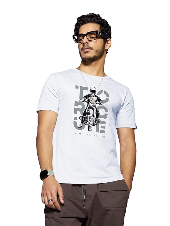 Bewakoof Men’s Graphic Print Regular Fit Half Sleeve Round Neck Cotton T-Shirt