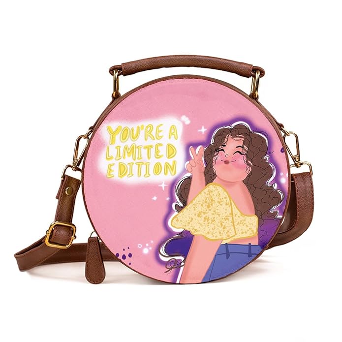 Kalankit Round Sling Bag For Women, Travel Crossbody Bags For Women, Stylish Cross Sling Bags for Women| Valentine Gift For Girlfriend, Birthday Gift For Girl | Vegan Leather