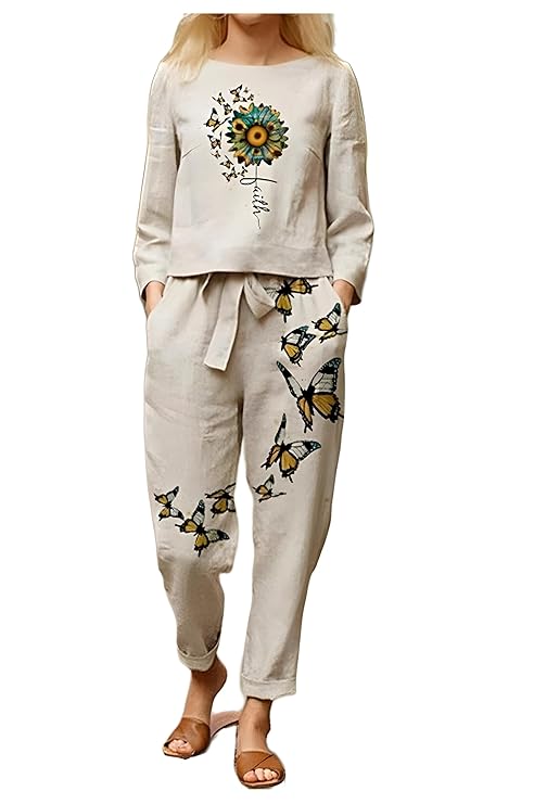 StyleScope Women's Cotton Blend Butterfly Printed Crop Top Co-Ords Set|Coordinate Set|Summer Wear| Printed Crop Top with Pant Set (CS ButterFly)