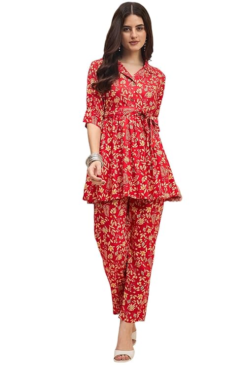 KRITANJYA DESIGNS Women Co-Ords Set, Straight Kurta with Pant