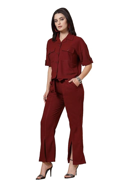 CHKOKKO Casual Co ord Set For Women Stylish Summer Wear Cord Half Sleeves Polo Neck Track Suit Latest Coords Travelling Outfit Western Ladies Co ords