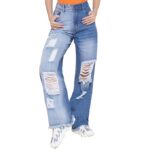 Vestido Modas Denim Jeans for Women | Straight Fit | Damage Jean Pants | Ripped Jeans for Women High Waist