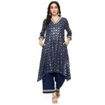 BIBA Women Cotton Straight Printed Kurta Palazzo Suit Set