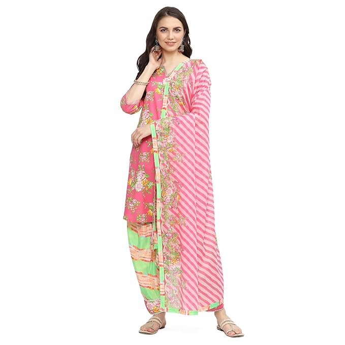 BIBA Women Cotton Straight Kurta Palazzo Suit Set
