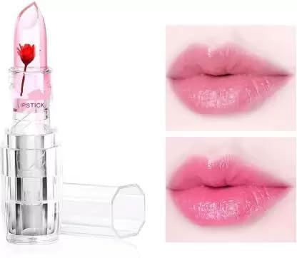 MKSL® Waterproof Lipstick Color Changing Flower Jelly Crystal Glossy For Women Made For Indian Skin Long Lasting Bullet Lipstick | Gives Natural Color | Lightweight Lipstick
