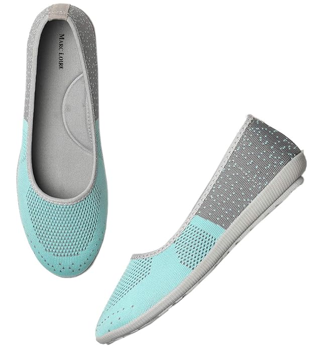 Marc Loire Women’s Lightweight Athleisure Knitted Active Wear Slip-On Ballerina Casual Shoes for Daily Walking