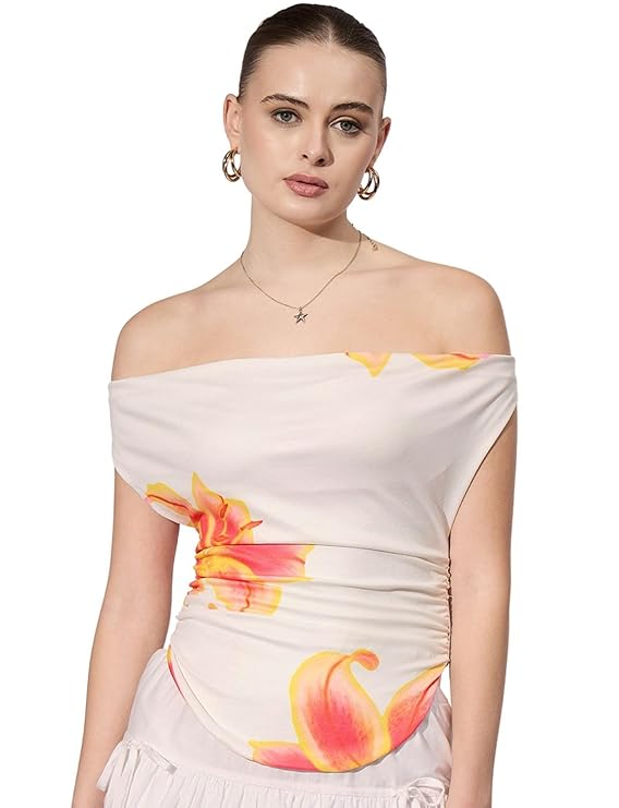 Uptownie Lite Cotton Stretchable Draped Crop Top