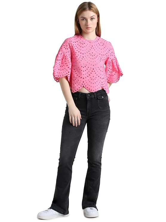 ONLY Flared Sleeve Cotton Cape Crop Top