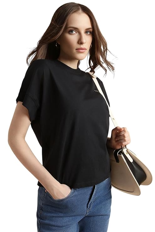 Van Heusen Women's Cotton Regular Fit Half Sleeve Crew Neck Casual Regular Comfort Fit T-Shirt