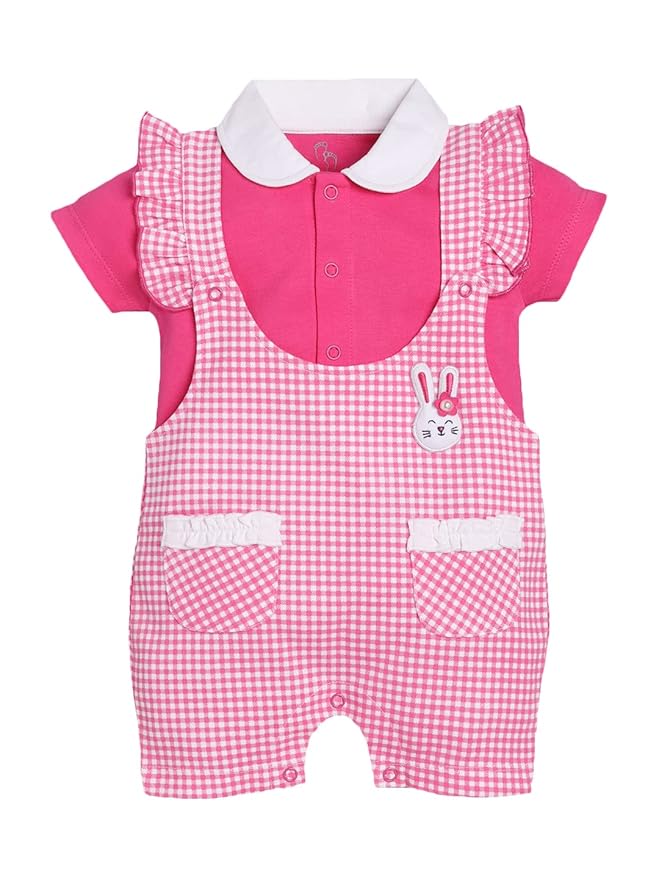 BABY GO 100% Pure Cotton Dungarees for Baby Girls