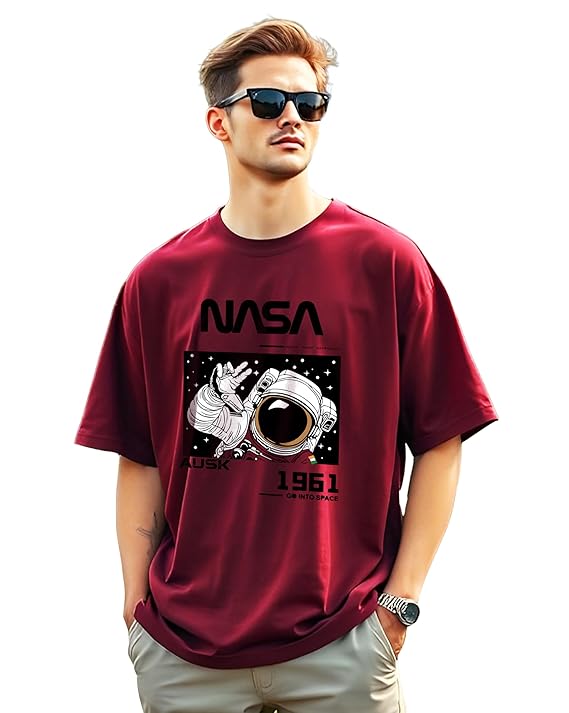 AUSK Mens Oversized Half Sleeve Printed T-Shirt for Men