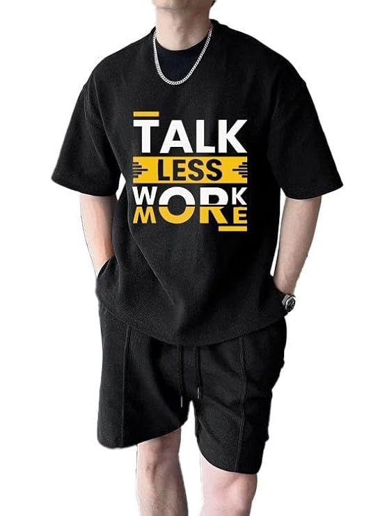 CHKOKKO Oversized Cotton Front and Back Printed Round Neck T Shirts for Men