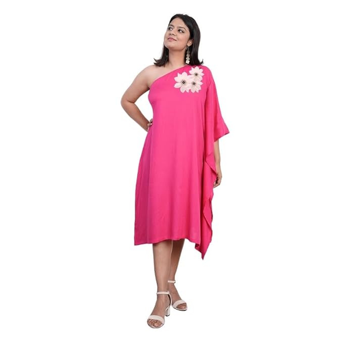LetsDressUp Cotton One-Shoulder Dress for Women | XS to 8XL | Plus Size Dresses for Women | Printed Dresses| One-Shoulder Dress