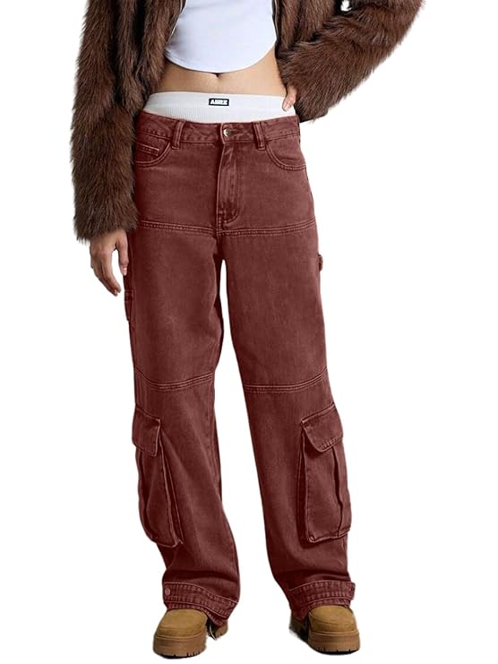 GRECIILOOKS Women's Loose High Rise Jeans | Pant | Bootcut High Waist | Bell Bottom Jeans | Baggy
