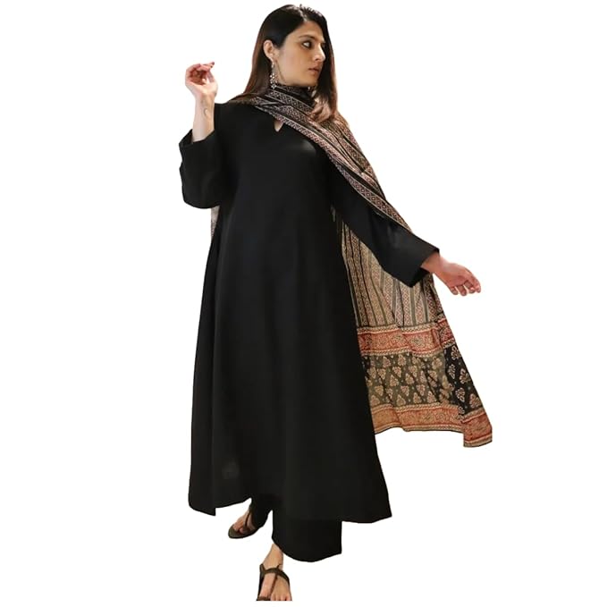 GoSriKi Women’s Rayon Viscose Anarkali Solid Kurta with Pant & Dupatta