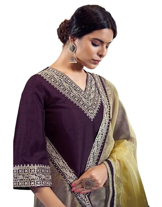 SIRIL Women’s Cotton Blend Embroidery Straight Kurta Pant with Dupatta Set