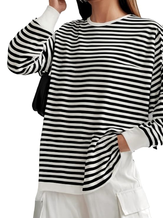 VIMAL JONNEY Women Striped T-Shirt || T-Shirt for Women || Full Sleeve T Shirt || T-Shirt-VIMAL640527