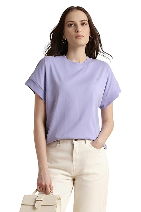 Van Heusen Women’s Cotton Regular Fit Half Sleeve Crew Neck Casual Regular Comfort Fit T-Shirt