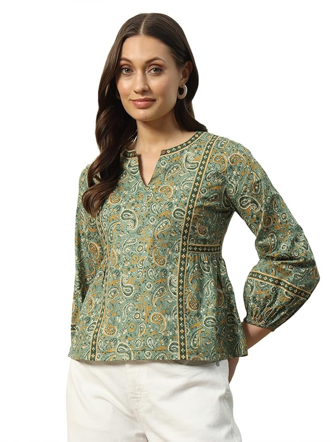 FIORRA Women’s Cotton Regular Fit Floral Printed Top