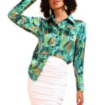 POPWINGS Printed Full-Sleeves Regular-Fit Satin Printed Shirt for Women Stylish Western Casual Wear