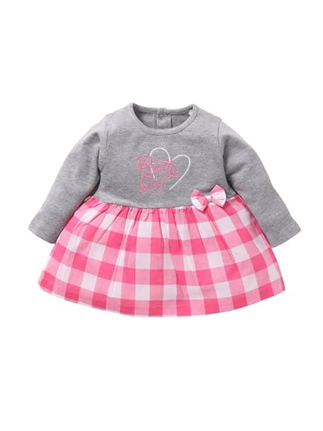 BABY GO Full Sleeve Cotton Regular A-Line Frocks for Baby Girls (18-24M/Pink)