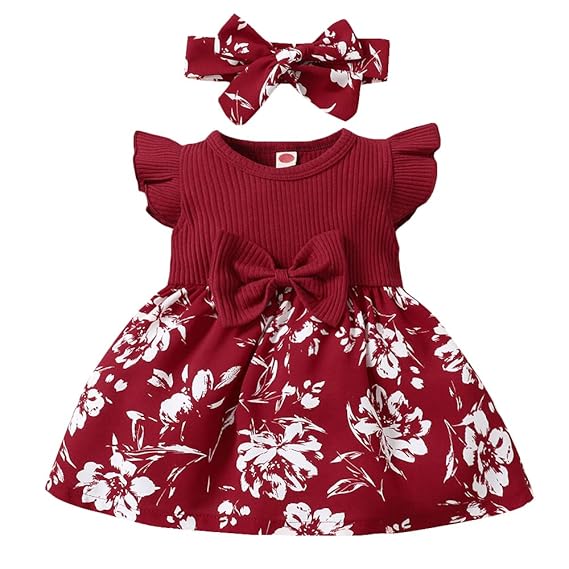 Hopscotch Girl’s Fit And Flare Knee Length Casual Dress With Headband