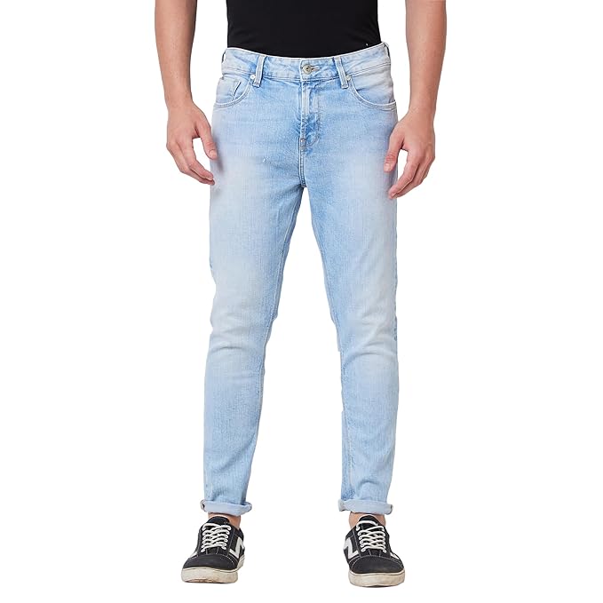 Spykar Mid Rise Tapered Fit Blue Jeans for Men