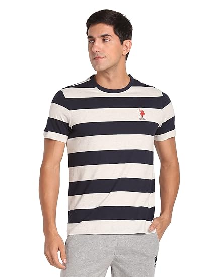 U.S. POLO ASSN. Men’s Cotton Regular Fit Crew Neck Striper I688 Lounge T-Shirt (Pack of 1)