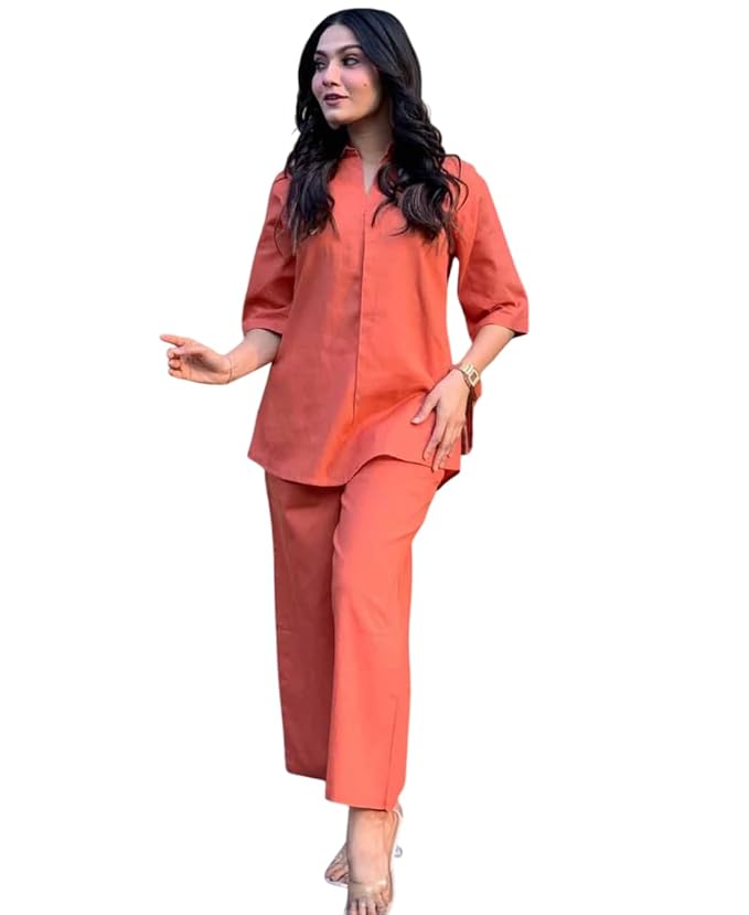 Womens Designer Rubi Cotton Co-Ord Set for Women | 3/4 Sleeve Regular Fit Comfortable Cord Set Any Occasion