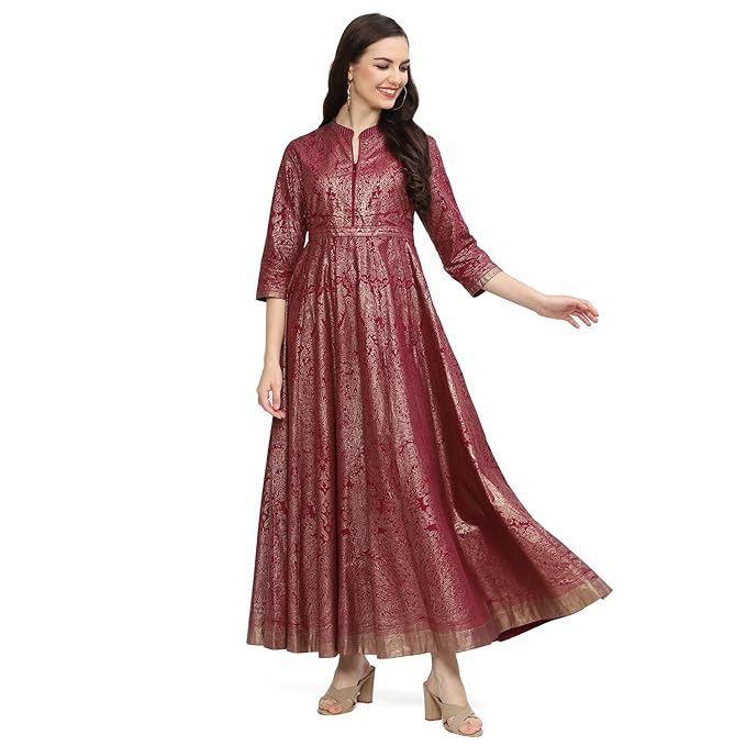 BIBA Women’s Fit and Flare Ankle Length Cotton Flared Printed Dress